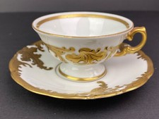 WAWEL Vintage Gold and White Demitasse Cup & Saucer picture