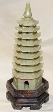 SS28 Antique Chinese Carved Soapstone Bhuddist Temple picture