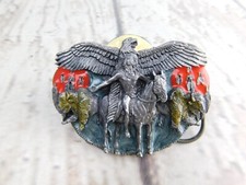 Vtg Siskiyou X-50 1988 Native American Indian Soaring Eagle Buffalo Belt Buckle picture