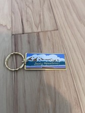 Vintage Smoky Mountains Enamel Keychain Brass Souvenir picture