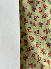 Vintage feedsack butter yellow with red small flowers full size picture