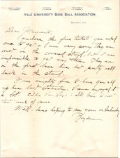 C1909 YALE UNIVERSITY BASEBALL ASSOCIATION LETTERHEAD message about tickets picture