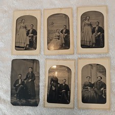 Lot Of 6 Tintype Photos 1860s Original Husband-Wife Portraits Photos Dubuque picture