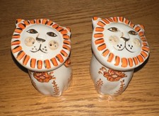 Anthropologie Ceramic Lion Salt & Pepper Shakers Unique  picture