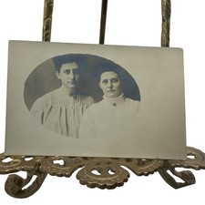 Vintage C1910s Two Women Sepia RPPC Real Photo Postcard Oval 3.5x5.5 Unposted picture