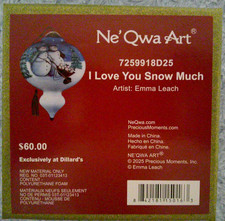 Ne'Qwa Dated 2025 Signed Emma Leach I LOVE YOU SNOW MUCH Christmas Ornament NIB picture