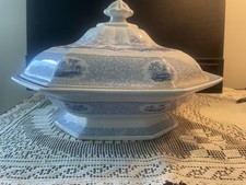 Rare Antique 1830-40s Ridgway Medina Staffordshire Transferware Covered Dish HTF picture
