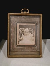 1890s Framed & Matted 1.5in Silver Albumin Photo,Infant in White Outfit With Bow picture