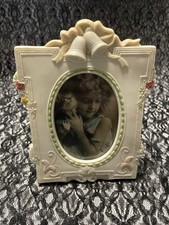 Vtg WEDDING BELLS & FLORALS Picture FRAME ~ Loui Michel Cie Art Nouveau 3
