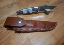 RUANA BONNER MONTANA RELIABLE KNIFE MODEL STAG SCALES W/SHEATH NEW picture