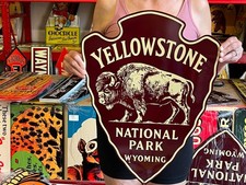 Vintage Style Metal Sign Yellowstone Wyoming NOT Porcelain 24x18 Made USA picture