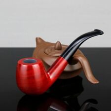 Handmade High Quality Red Sandal Wood Pipe 9mm Filter Bent Smoking Tobacco Pipe picture