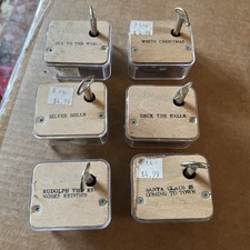 VTG Set of 6 Sankyo Japan CHRISTMAS SONGS Clear Music Box Movement Key NOS picture