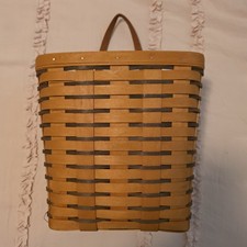 Vintage Longaberger 1997 Classic Tall Key Basket Leather Handle Retired picture