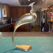 Vintage TOYO Brass/Bronze Peacock MCM 16” Tall picture