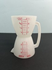 Vintage Tupperware Double Sided Wet Dry Measuring Cup Red Lettering 1 Cup 8 oz picture