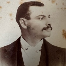 Antique 1893 Cabinet Card Photo Mustachioed Gentleman Portrait Orlando FL picture