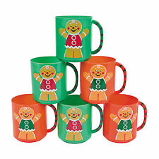 Holiday Gingerbread Man Plastic Mugs, Party Supplies, 12 Pieces picture