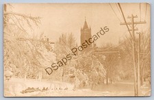 K67/ Everett Massachusetts RPPC Postcard c1910 Church Street Winter 421 picture