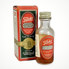 Vintage 1930s - 40s Fitch's Dandruff Remover Shampoo w/ Box & Brochure Iowa USA picture
