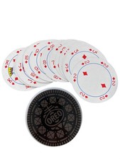 Vintage Oreo Circular Playing Cards Black White Compact Case Design Collectible picture