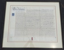 1865 Victorian English Indenture Deed on Vellum Framed Wax Seals Revenue Stamp picture