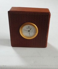 Rare New Other Wedgwood Textured Genuine Brown Leather Quartz Desk Clock picture