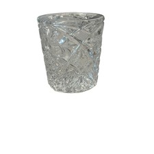 Vintage Heavy Cut Crystal Votive Candle Holder Open Salt Cellar Trinket 2.75” picture