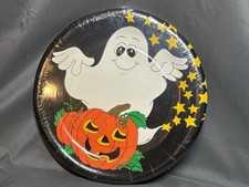 Vintage Halloween Party Plates Ghost Pumpkin C.A. Reed 10 Count 9 Inch Unused picture