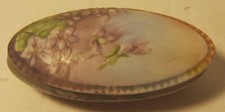 ANTIQUE Porcelain Hand Painted Oval VANITY BOX Initialed on Bottom picture