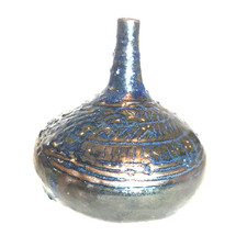 Artisan Crafted Blue Ceramic Bud Vase  7 X 5 Bohemian picture