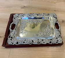 Arthur Court Large Collectible Aluminum Clutch Tray with Grapes picture