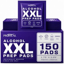 XXL Sterile Alcohol Prep Pads 150 Count - 70% Isopropyl Alcohol Wipes, Indivi... picture
