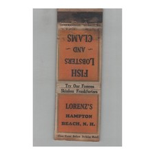 Matchbook Cover 1930s Star Match Co. Lorenz's Restaurant Hampton Beach NH picture