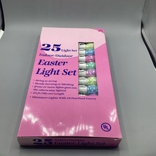 Vtg. Pastel Easter/Holiday Indoor String Light Set 25ft. Various Pastel-NEW picture