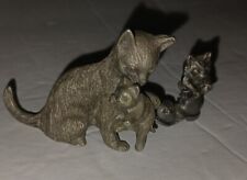 Momma Cat Holding Kitten Kittens In Boot Pewter Figurines picture