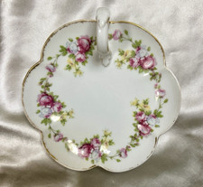 T&V Limoges France Porcelain Tray Pink Roses Gold Gilt Antique picture