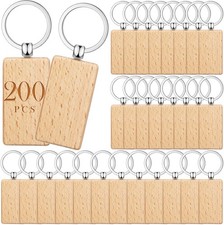 200 Pcs Wooden Keychain Blanks Wood Key Chains Bulk Laser Engraving Wooden Keych picture