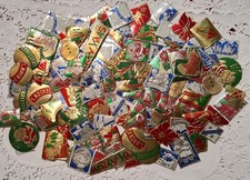 150 Vintage Christmas Foil Gummed Seals Snowmen Angels Santa Children picture