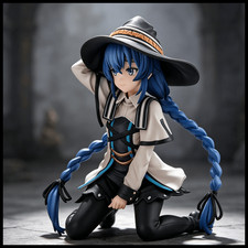 Witch Hat Anime Figure - Blue-Haired Magical PVC Statue with Chibi Q-Version... picture