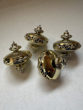 Lot of 4 Vintage Bradford Christmas Ornaments Plastic Gold Filigree Atomic UFO picture
