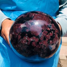 15.4LB Natural Garnet Fireworks Stone Astrophyllite Quartz Crystal Ball Healing picture