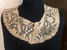 Antque Brussels Point de Gaze Lace Collar Buttons Victorian Wedding picture