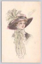Edwardian Big Hat Fashion Lady Postcard c1910 Schlesinger Bros Divided picture