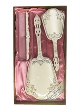 Vtg 50's Ann Barton Vanity Set Ivory Gold 24kt Metal Rose 3 Pc Mirror Brush Comb picture