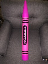 Crayola Crayon Piggy Bank Light Hot Pink 1988 Fantasia Coin Vintage Giant 35” picture