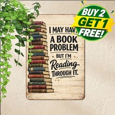 Book Lover Library Reading Room Tin Sign 8x12 Vintage Bookstore Metal Plaque picture