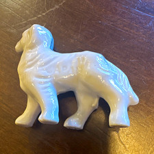 White Glazed Ceramic Dog Figurine Small Animal Decorative Sculpture picture