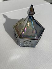 Indiana Tiara Covered Candy Dish Centennial Colonial Star Eagle Blue Iridescent picture