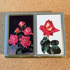Vintage Double Deck Congress Playing Cards ROSES Cel-U-Tone Finish picture
